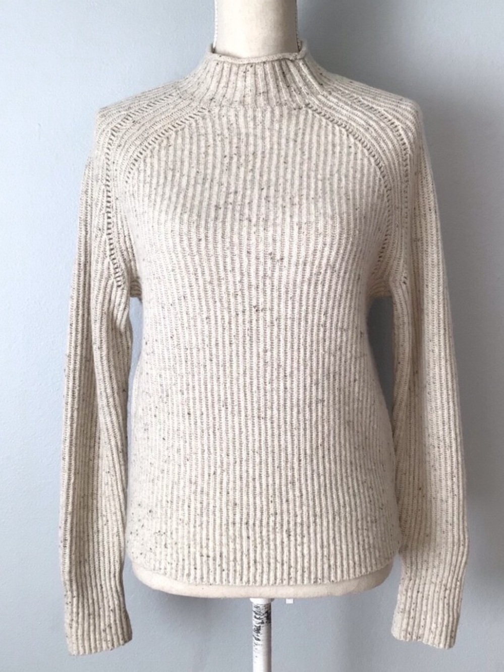 J. CREW Donegal Oatmeal Mockneck Merino Wool Blend Sweater